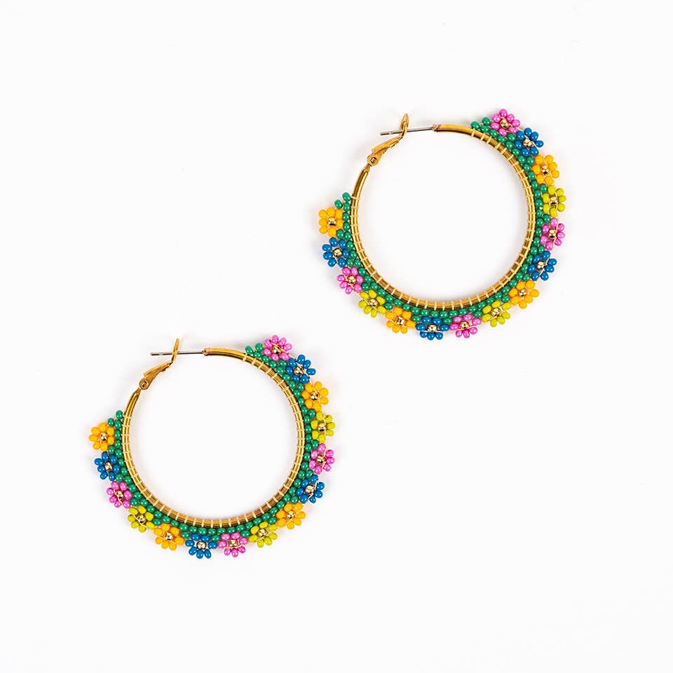 Large Daisy Hoop Earrings - Juicy