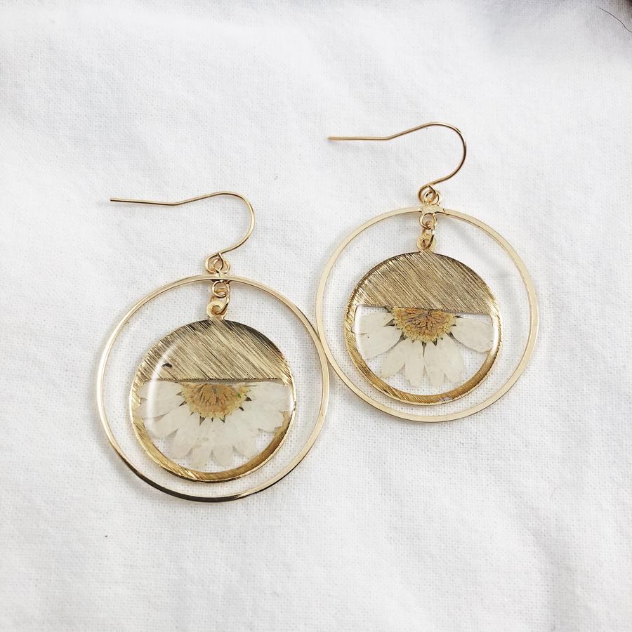 Gold Daisy Dangle Earrings