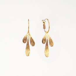 Graphic Leaf Charm Hoop Earrings