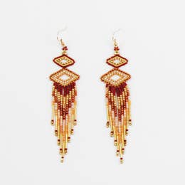 Double Diamond Fringe Earrings - Bronze