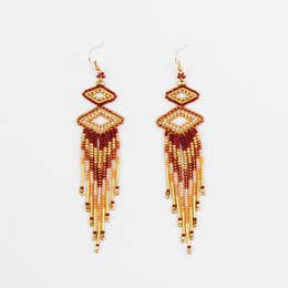 Double Diamond Fringe Earrings - Bronze