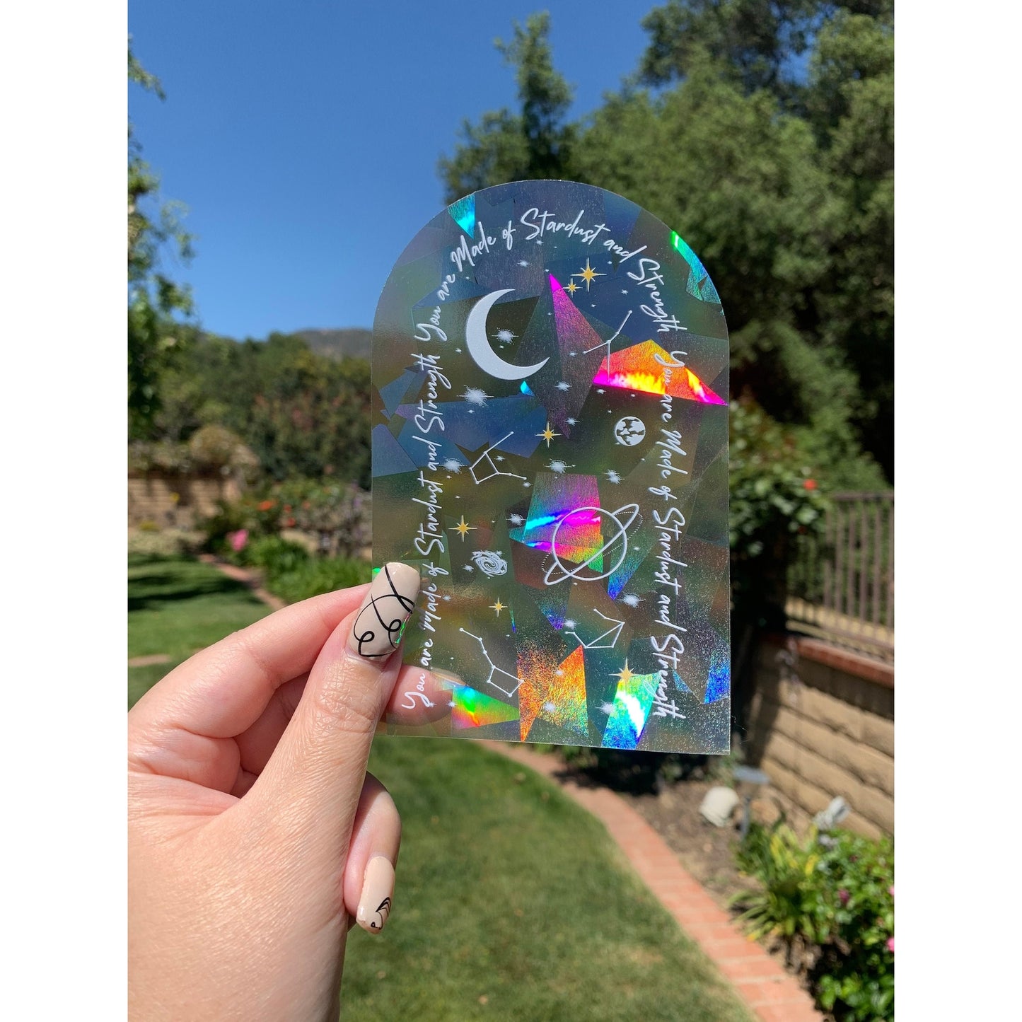Stardust and Strength Sun Catcher Sticker