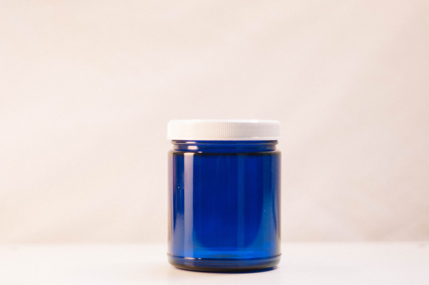 Cobalt 9oz Jar White Lid