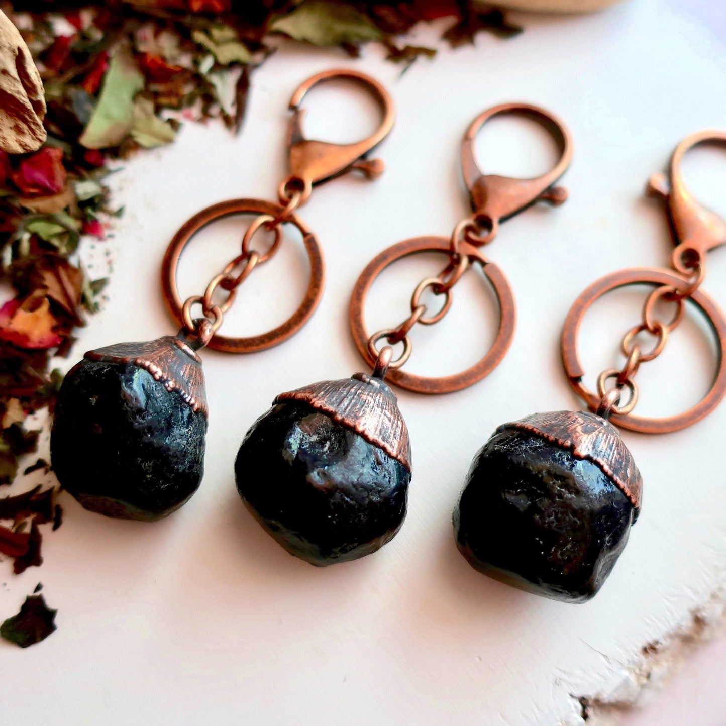 Apache Tear Copper Keychain