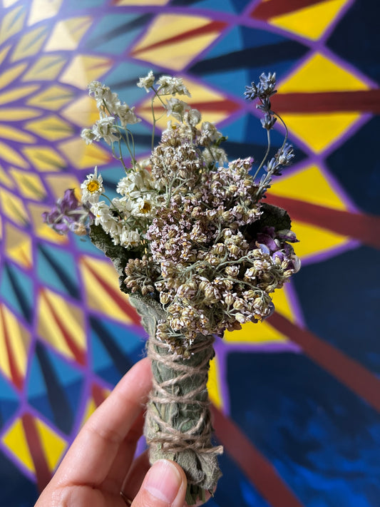 Clary Sage Feverfew Yarrow Lavender Bouquet Bundle