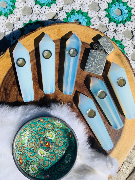 Opalite crystal pipe