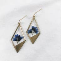 Brass Diamond Earrings (Forget Me Nots)