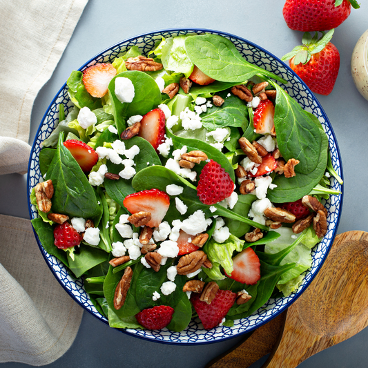 Savory Summer with Strawberry Pecan Salad and Spring Greens Dressing