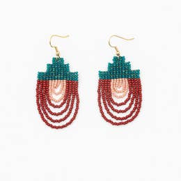 Mayan Pyramid Beaded Earrings - Deep Multi