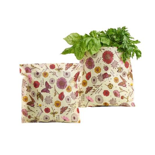 Bees wrap Meadow Magic Large Produce Bag VEGAN (2 Pack)