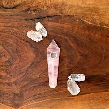 Rose Quartz crystal pipe