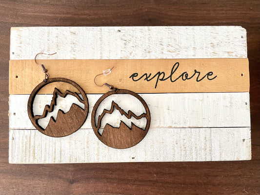 Grand Teton wooden mountain earrings
