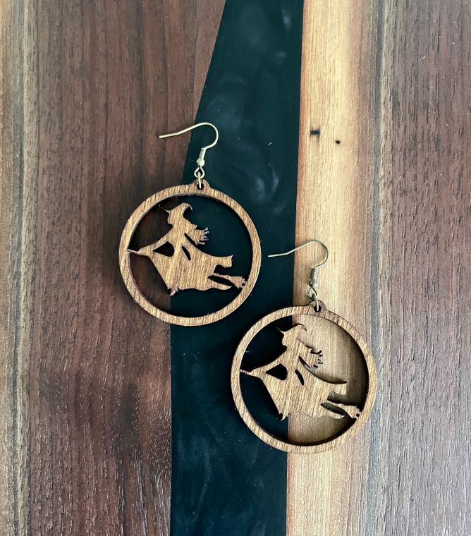 Witch Halloween wooden earrings