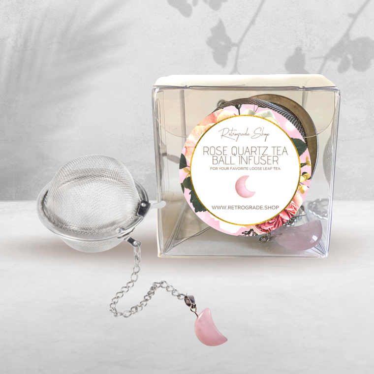 Rose Quartz Moon Crystal 2-Inch Tea Ball Infuser