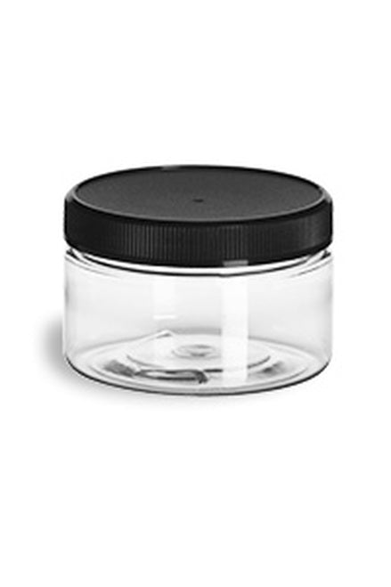 Clear 4oz Plastic Jar Round-Black Lid